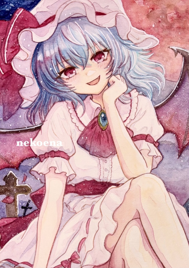 [原画] 手描きイラスト 東方project レミリア・スカーレット 水彩 B5