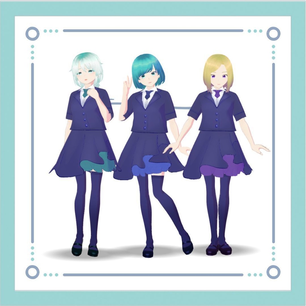 [VRoid衣装] 制服風衣装 [青緑紫 三色]