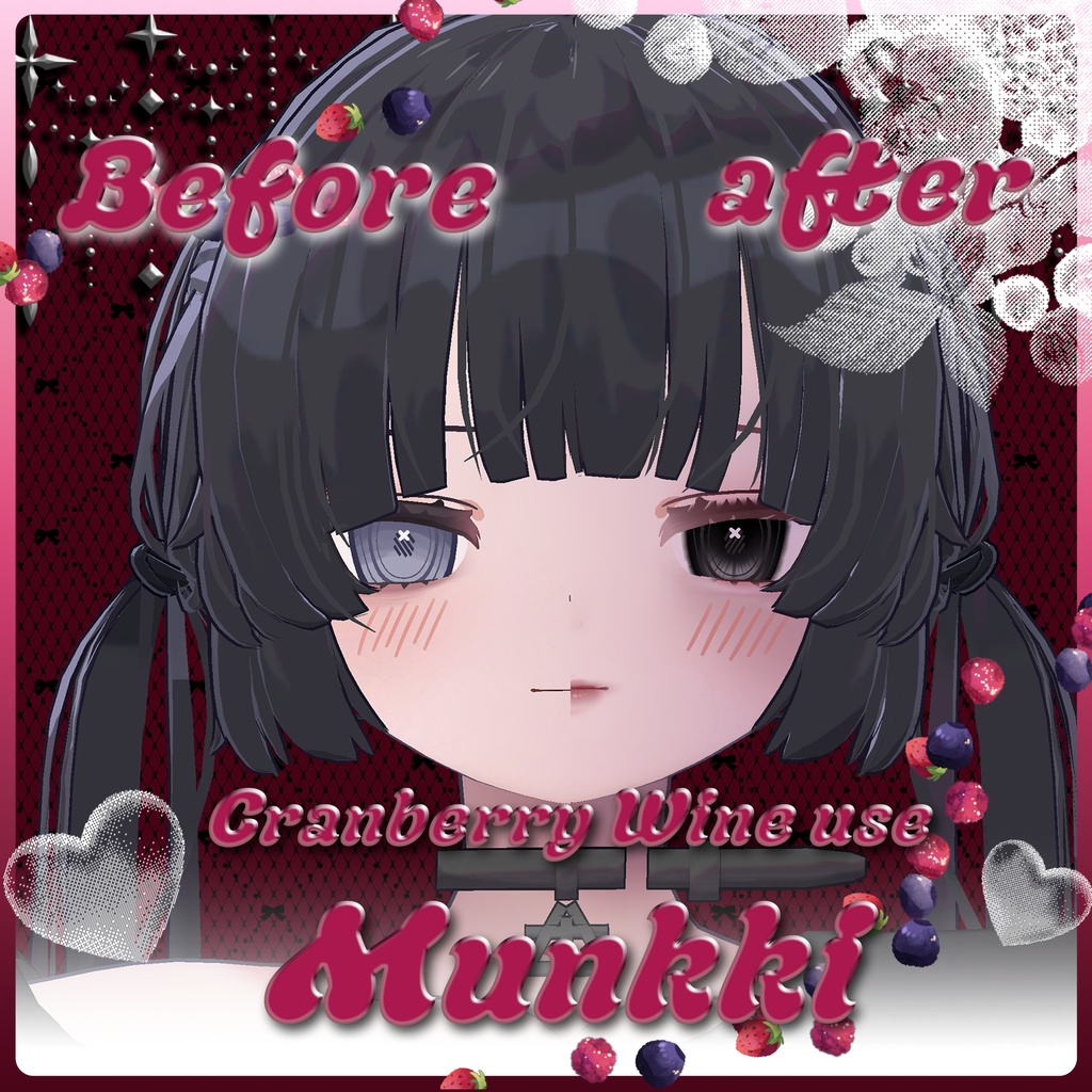 【5アバター対応】Berry Kissed Make&Eye texture+Gimmick