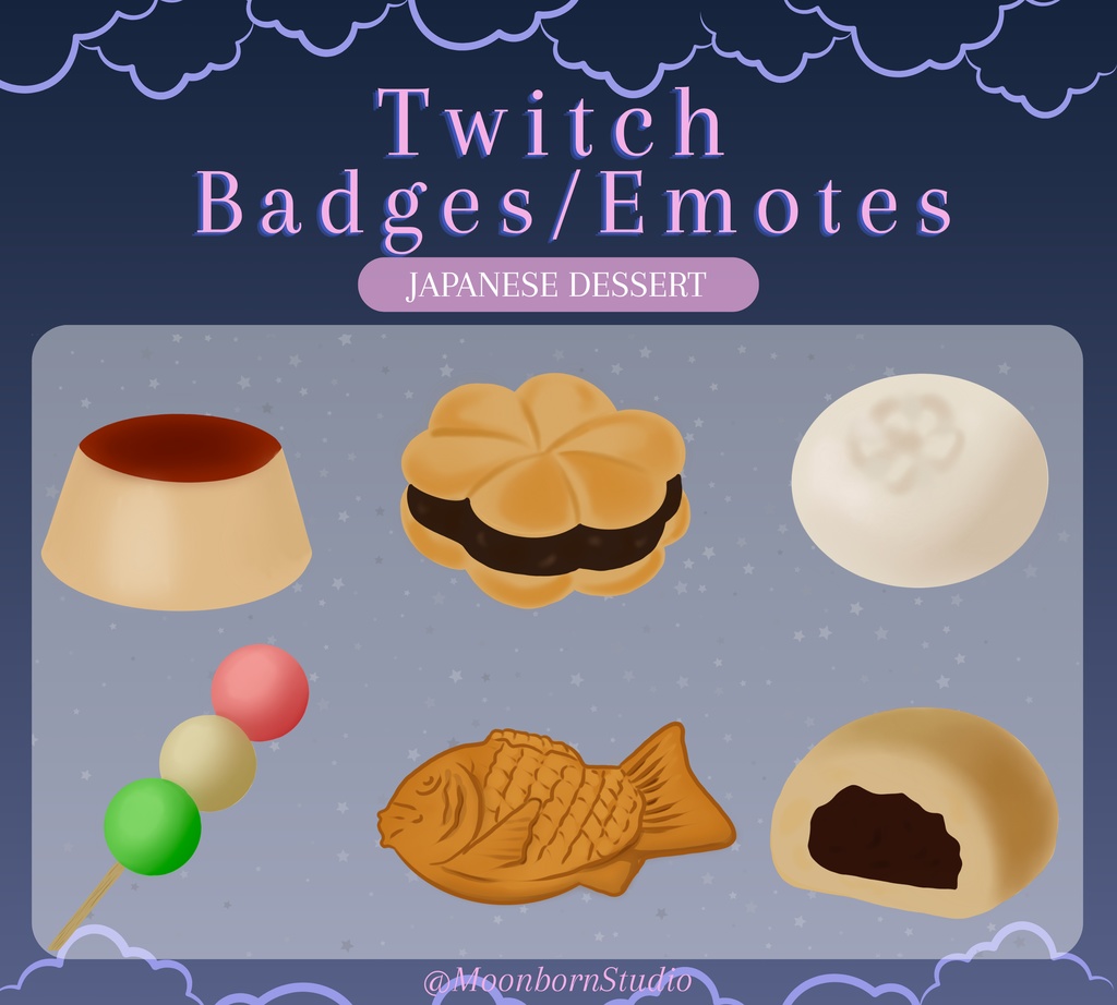 Twitch Badges & Emotes | 6 Japanese Desserts