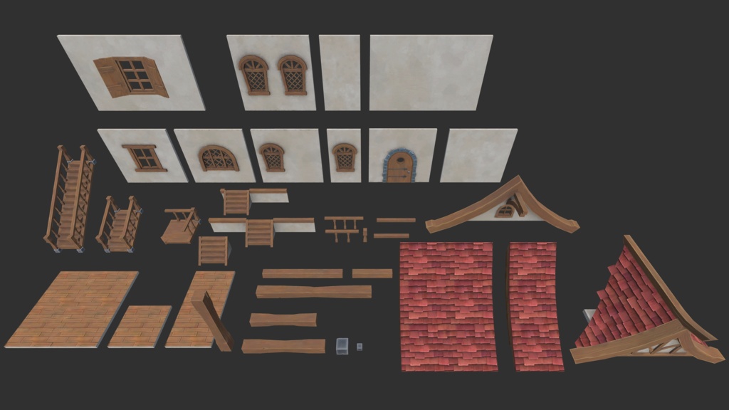 【3Dモデル】パズル建築キット第2弾「西洋ファンタジー 民家」