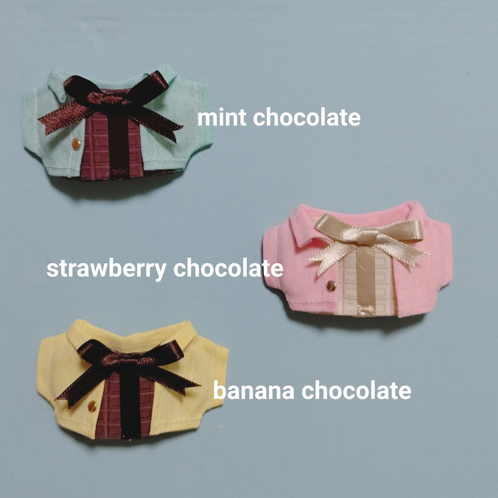 【ぬい服】チョコレート柄🍫リボンシャツ&アウタージャケット【バレンタイン】