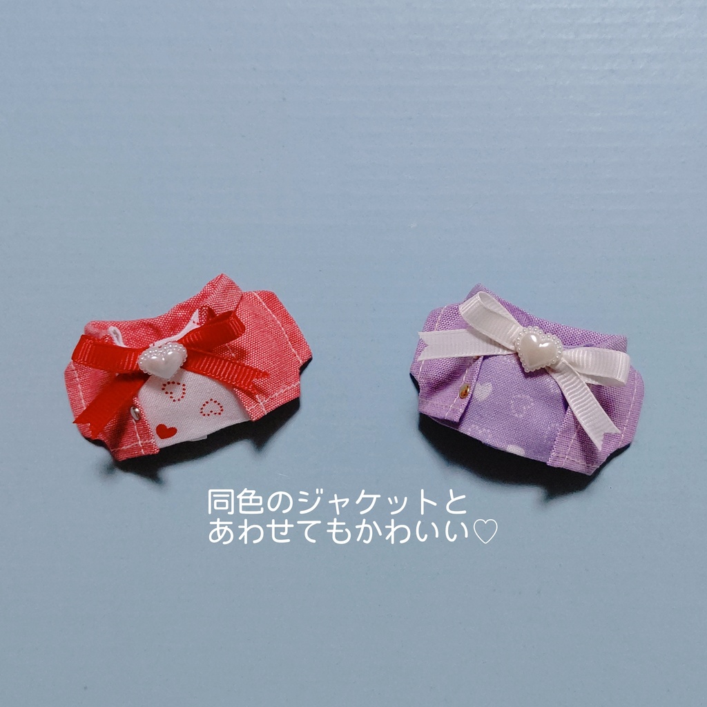 【ぬい服】ハート柄シャツ♥ハートパールリボン🎀【バレンタイン 】