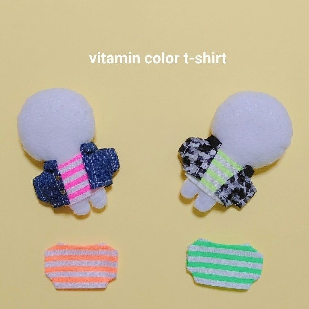 【ぬい服】蛍光色/ビビッド/ビタミンカラー/ボーダーTシャツ☀️