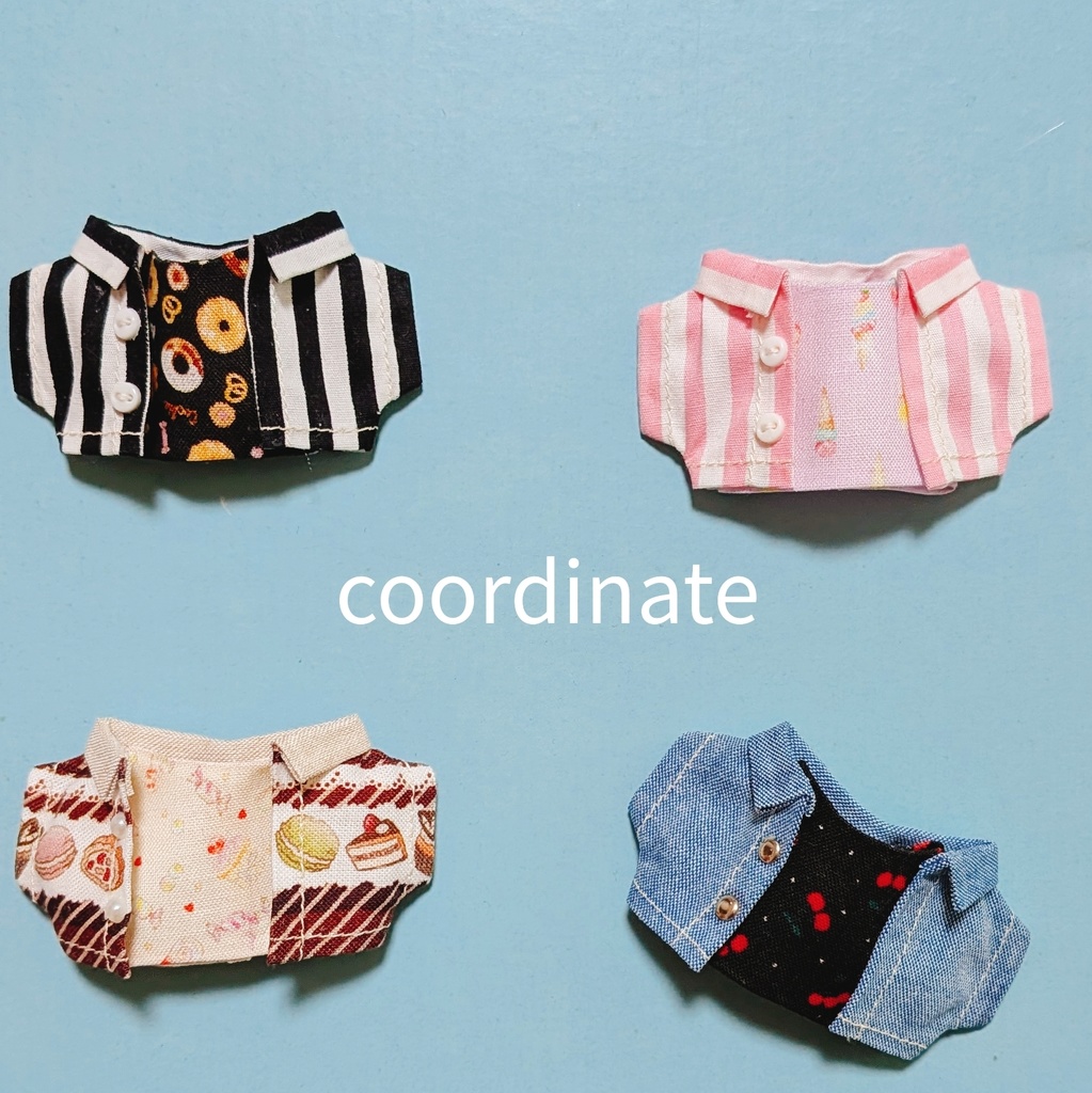 【ぬい服】ドーナツ🍩 アイスクリーム🍨キャンディー🍭チェリー🍒柄ティーシャツ