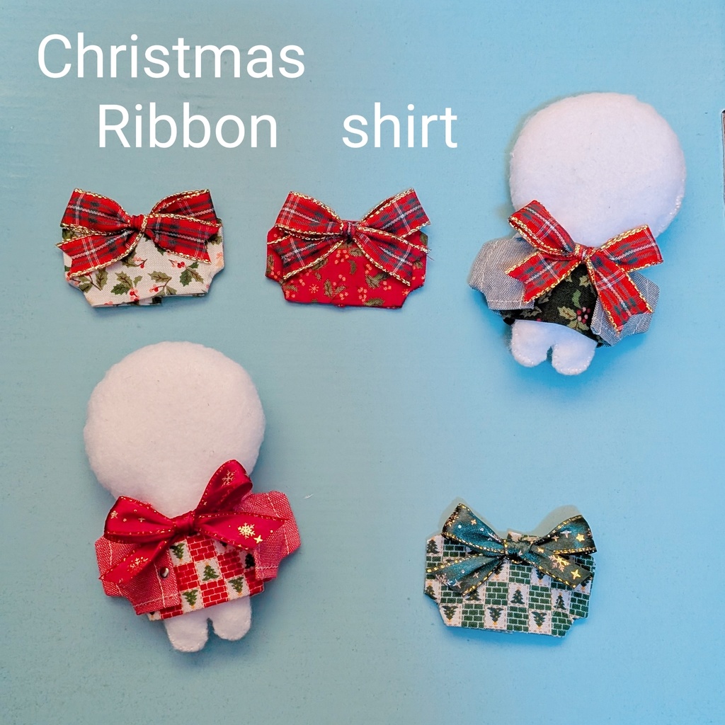 【ぬい服】🎄クリスマス柄リボンお洋服【X'mas】