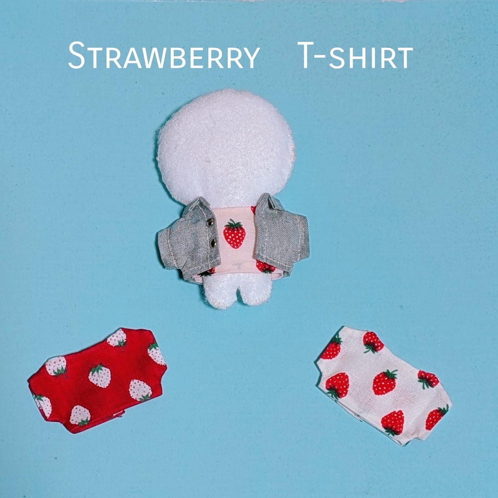 【ぬい服】イチゴ柄Tシャツ🍓