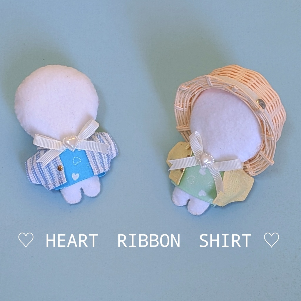【ぬい服】ハート柄シャツ♥ハートパールリボン🎀