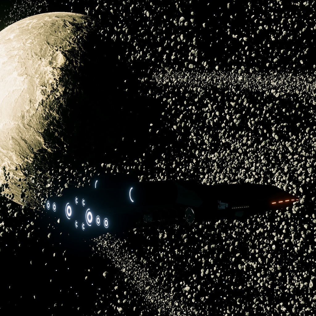 アステロイドベルトシェーダー「nmAsteroidBelt」&ワールド背景用Sci-Fi宇宙船セット