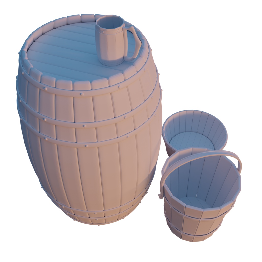 3Dモデル「樽 木箱 ジョッキ etc」