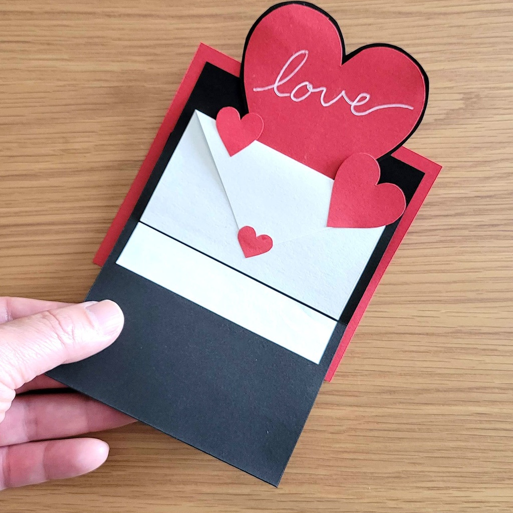 ハートの写真が飛び出す!メッセージカードが作れる型紙(ダウンロード版)