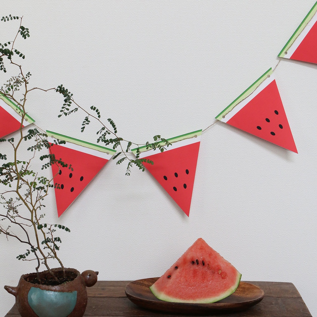【夏の飾り付け】スイカのガーランドが作れる印刷素材(ダウンロード版)