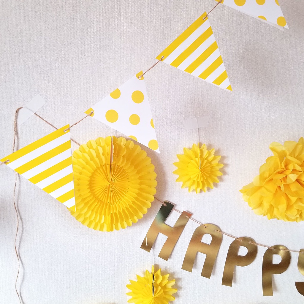 誕生日や推し活に!フラッグガーランド素材-ドット&ストライプ8色セット(ダウンロード販売)