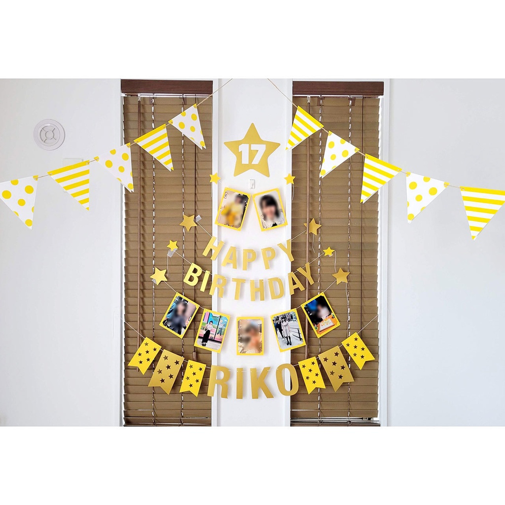 誕生日や推し活に!フラッグガーランド素材-ドット&ストライプ8色セット(ダウンロード販売)