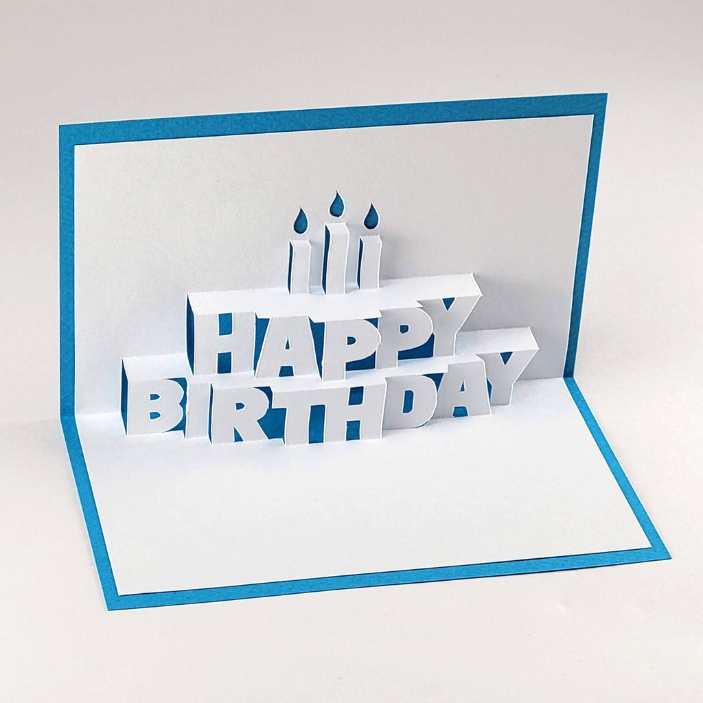 【ポップアップカード】HAPPY BIRTHDAYの文字が飛び出す!バースデーケーキ風カードが作れる型紙(ダウンロード販売)
