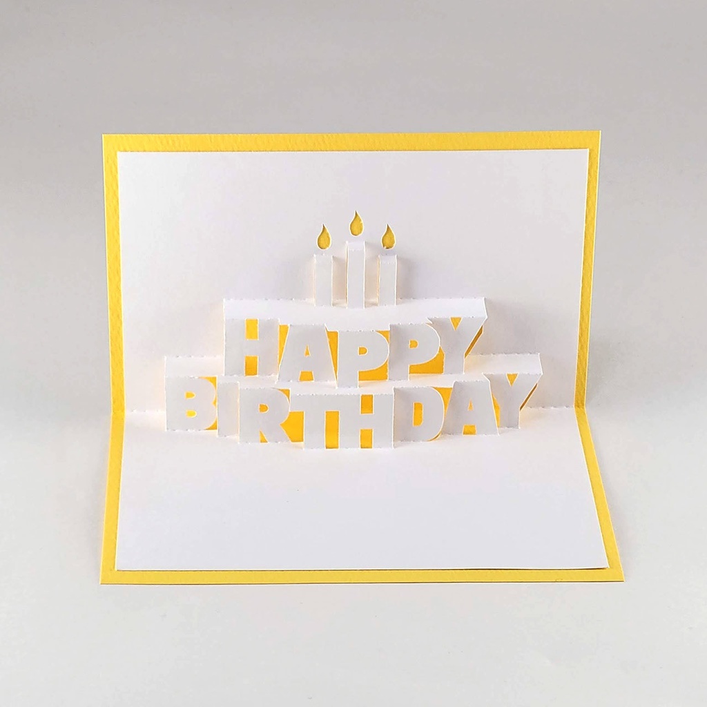 【ポップアップカード】HAPPY BIRTHDAYの文字が飛び出す!バースデーケーキ風カードが作れる型紙(ダウンロード販売)