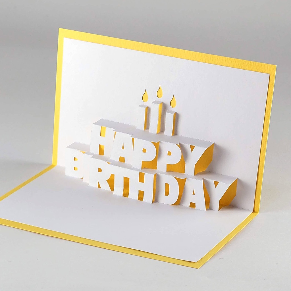【ポップアップカード】HAPPY BIRTHDAYの文字が飛び出す!バースデーケーキ風カードが作れる型紙(ダウンロード販売)