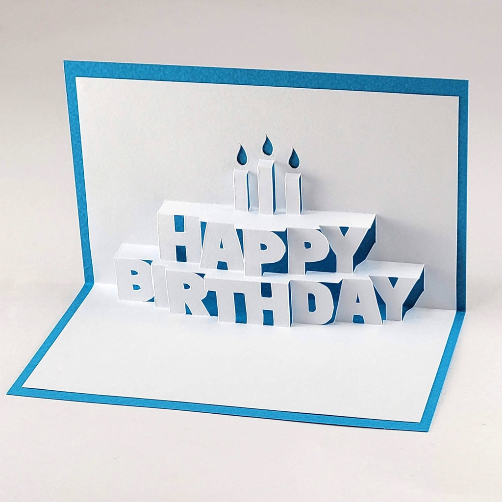 【ポップアップカード】HAPPY BIRTHDAYの文字が飛び出す!バースデーケーキ風カードが作れる型紙(ダウンロード販売)