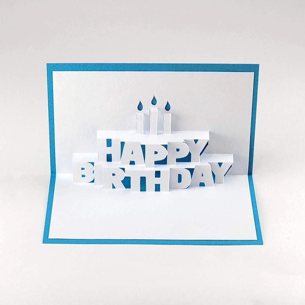 【ポップアップカード】HAPPY BIRTHDAYの文字が飛び出す!バースデーケーキ風カードが作れる型紙(ダウンロード販売)