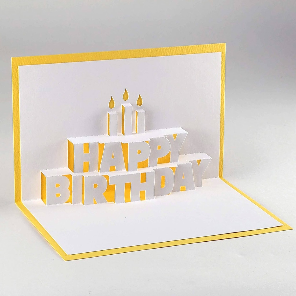【ポップアップカード】HAPPY BIRTHDAYの文字が飛び出す!バースデーケーキ風カードが作れる型紙(ダウンロード販売)