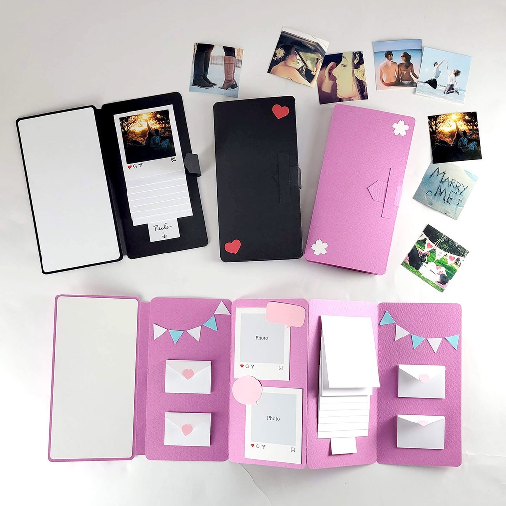 スマホケース風手作りアルバム(三つ折り)の型紙 〜仕掛け&装飾付きデラックスVer.〜