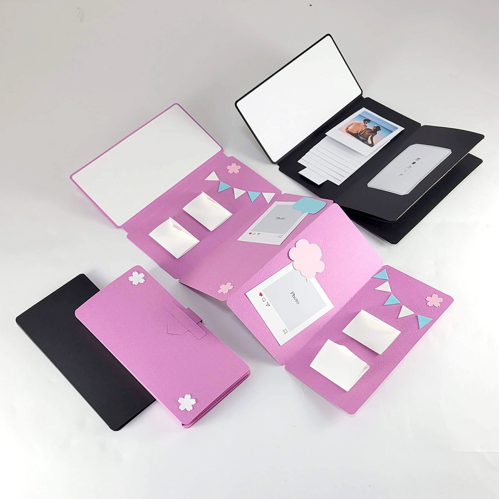 スマホケース風手作りアルバム(三つ折り)の型紙 〜仕掛け&装飾付きデラックスVer.〜