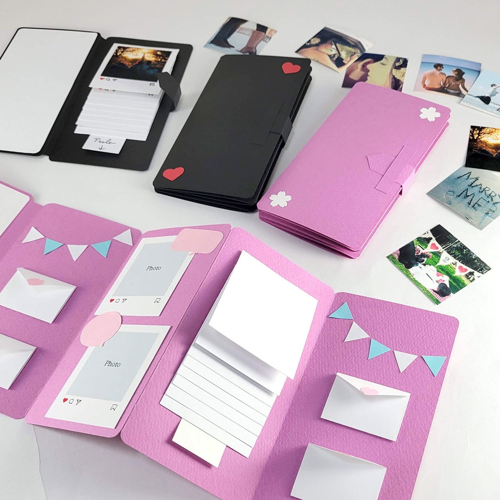 スマホケース風手作りアルバム(三つ折り)の型紙 〜仕掛け&装飾付きデラックスVer.〜