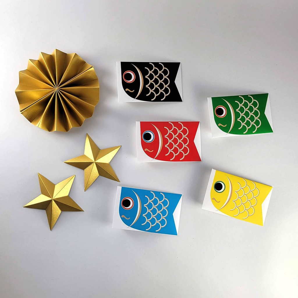 鯉のぼりポチ袋(5色)が作れる素材(ダウンロード版)