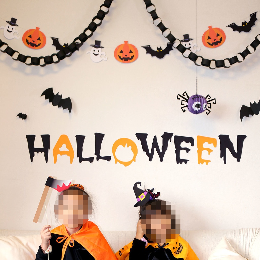 【ダウンロード販売】手作りハロウィンガーランド素材(カボチャ・おばけ・コウモリ)