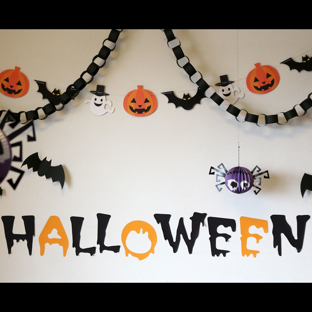 【ダウンロード販売】手作りハロウィンガーランド素材(カボチャ・おばけ・コウモリ)