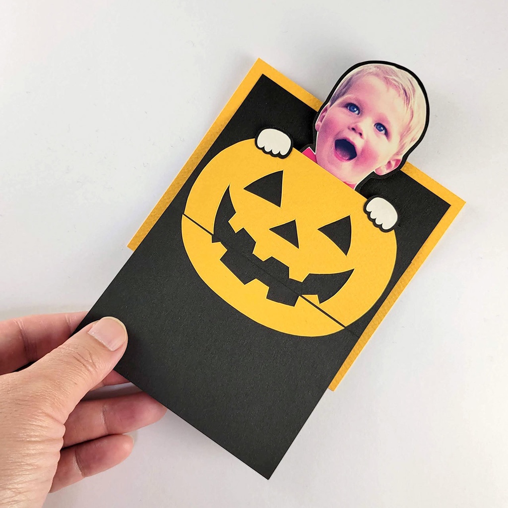 ハロウィン(ジャックオーランタン)いないいないばあメッセージカードが作れる型紙(ダウンロード版)