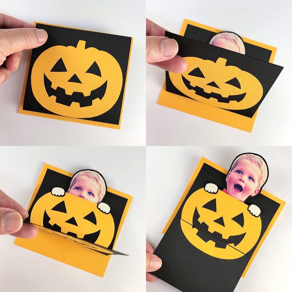 ハロウィン(ジャックオーランタン)いないいないばあメッセージカードが作れる型紙(ダウンロード版)