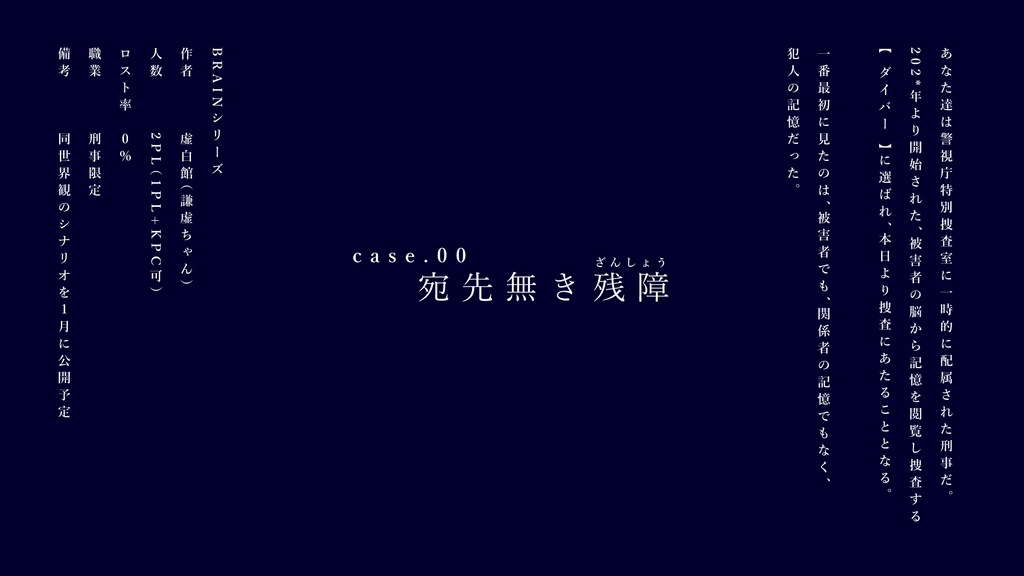【CoC】BRAIN / case00.宛先無き残障
