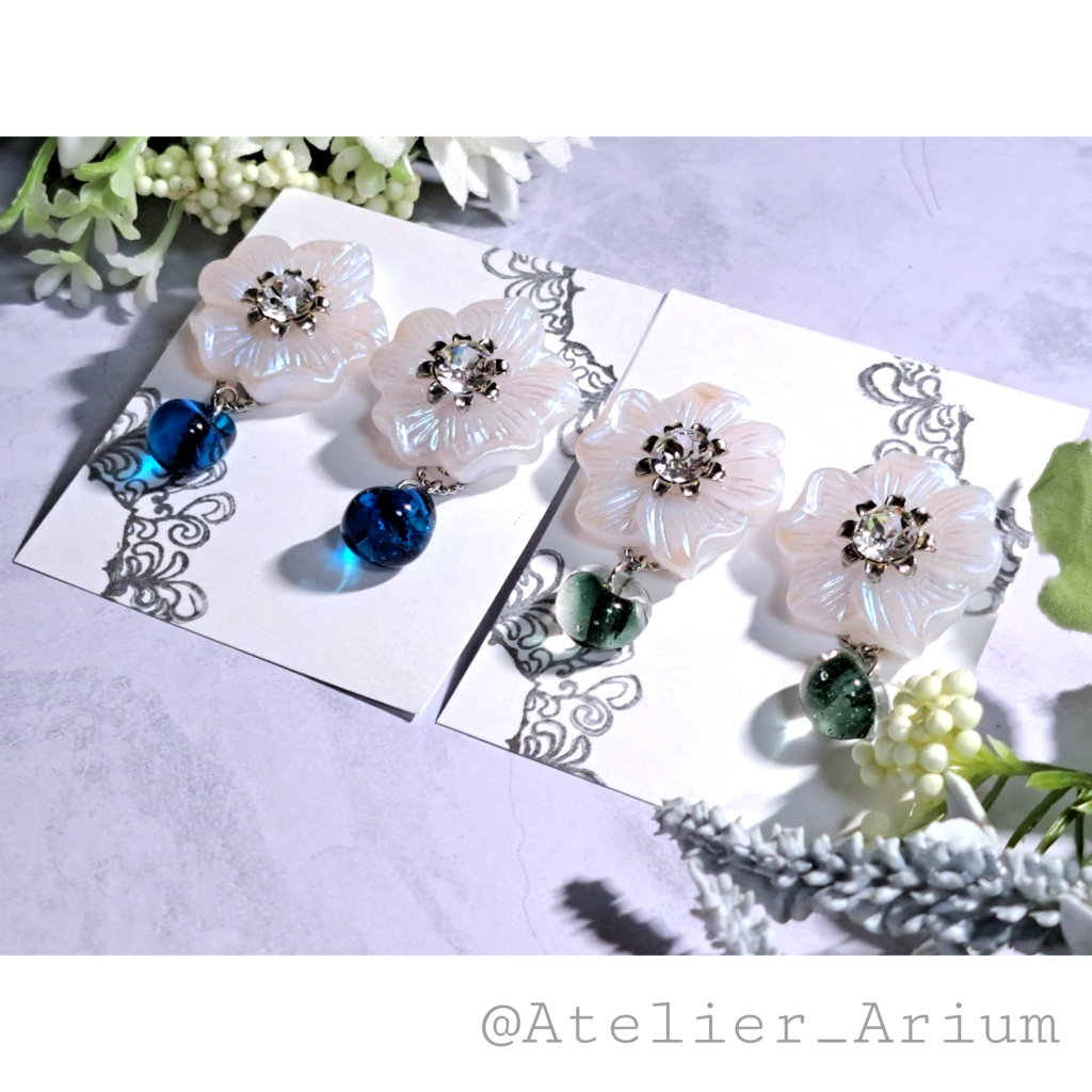 思いに染まる花 古代人イメージイヤリング(ピアス変更可能です)