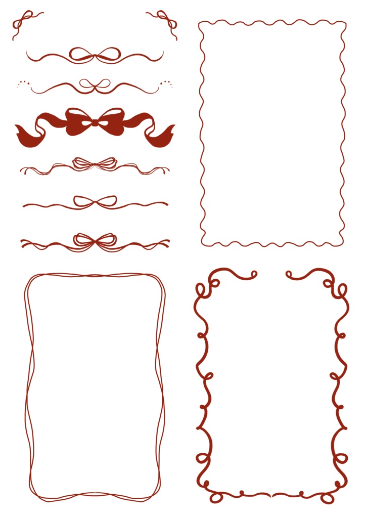 手書き風リボン🎀飾り枠素材セット