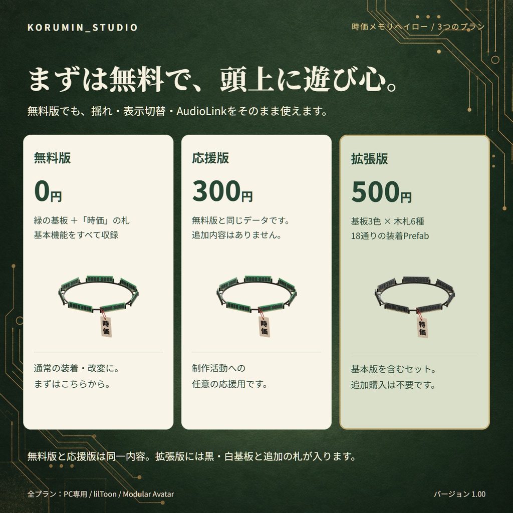 【無料あり】時価メモリヘイロー|揺れる木札・MA対応【VRChat / PC】