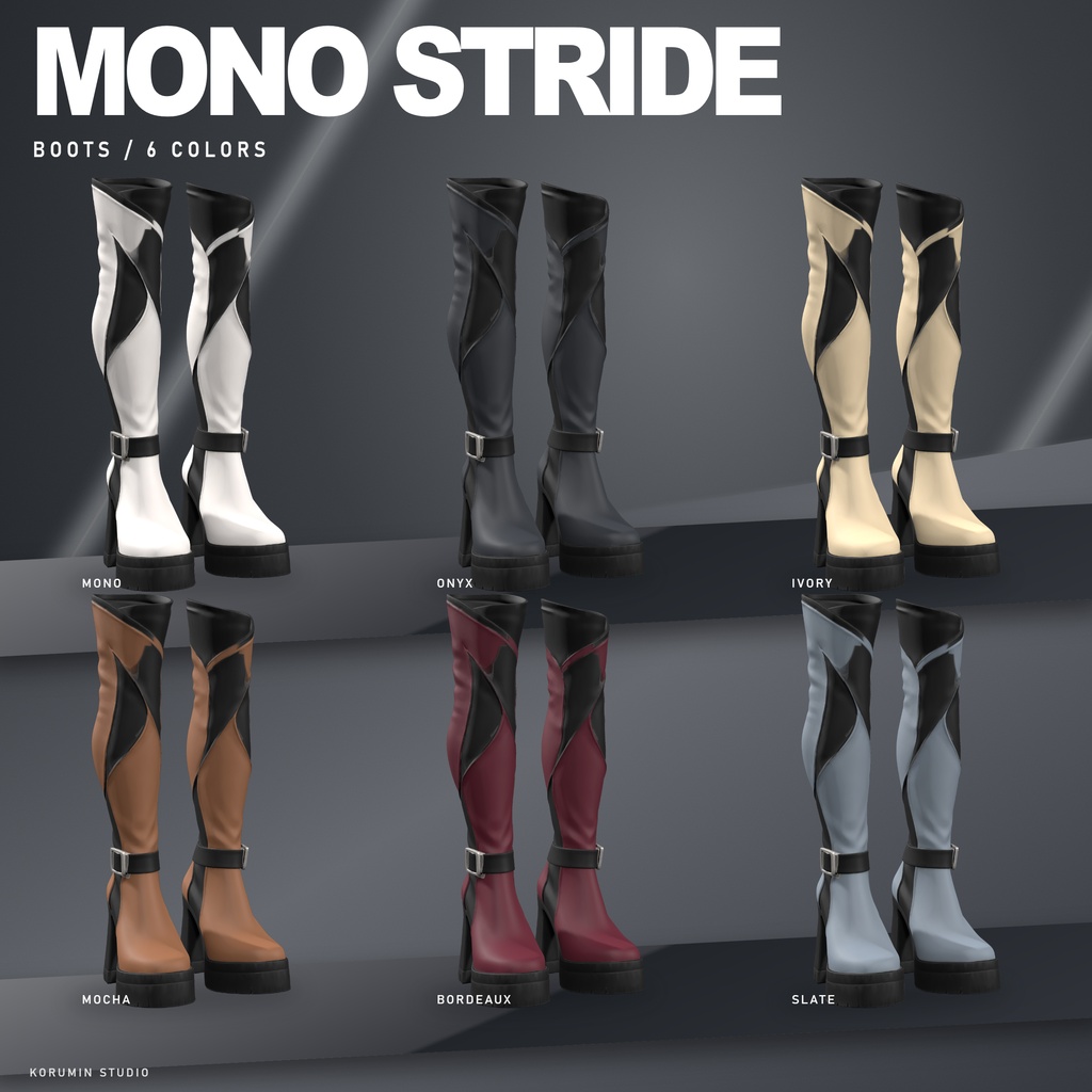 【10アバター対応・6色】MONO STRIDE BOOTS|厚底ロングブーツ