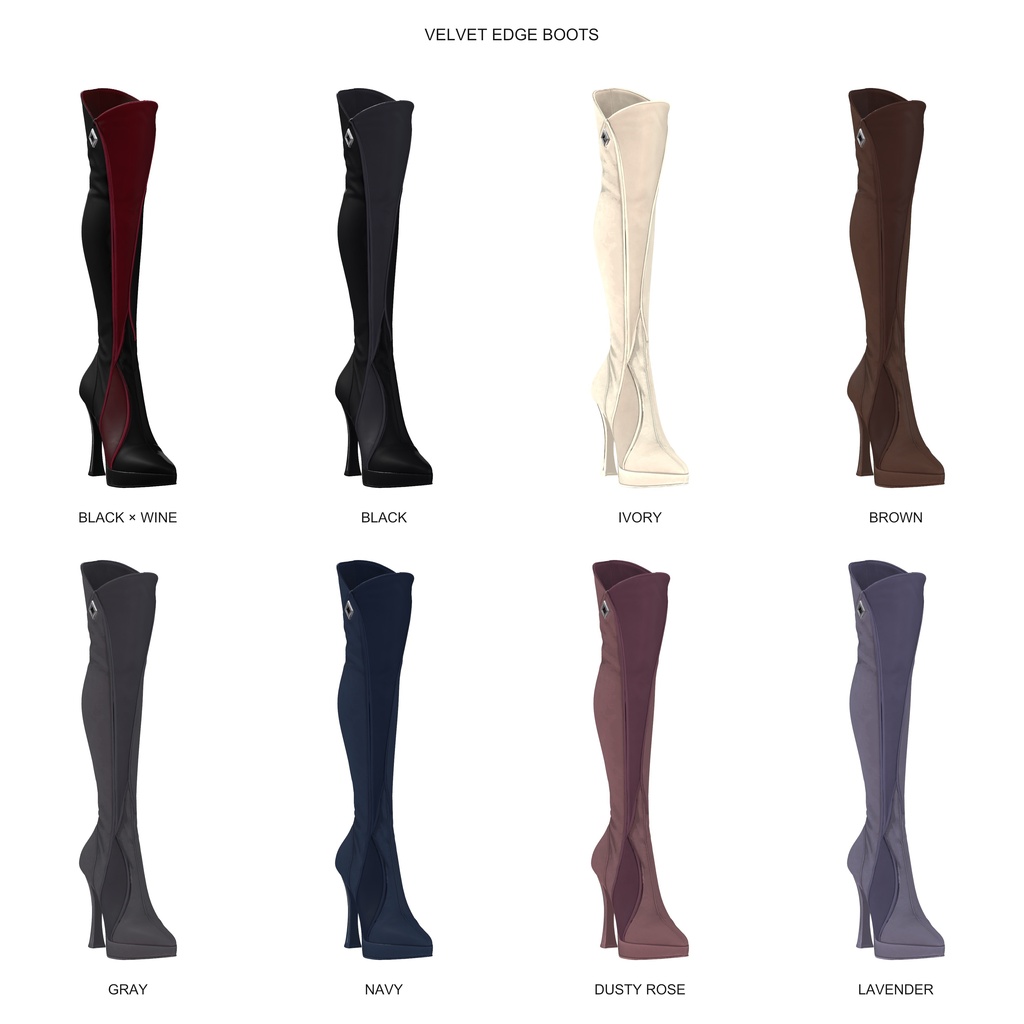 【20アバター対応・8色】VELVET EDGE BOOTS|ロングブーツ・lilToon