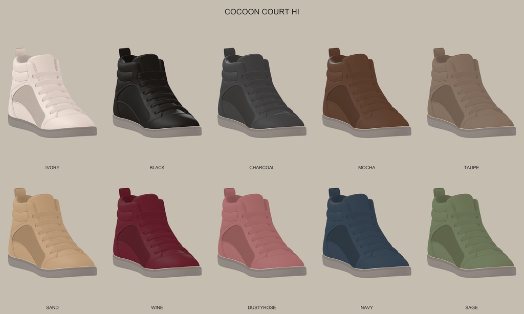 【10/26 12時まで無料】COCOON COURT HI|10色・21アバター対応 薄底ハイカットスニーカー