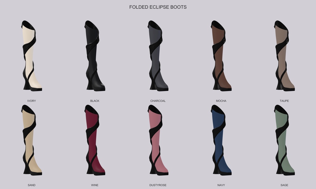 【10色・21アバター対応】FOLDED ECLIPSE BOOTS|スカルプチャーロングブーツ