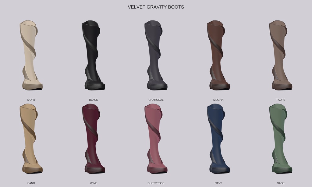 【10色・21アバター対応】VELVET GRAVITY BOOTS|アシンメトリーロングブーツ