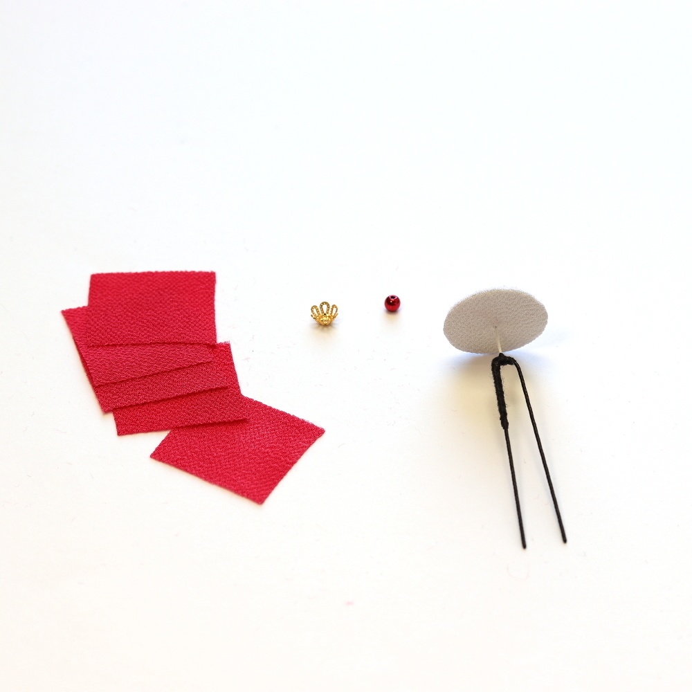 つまみ細工キット Uピン 桃