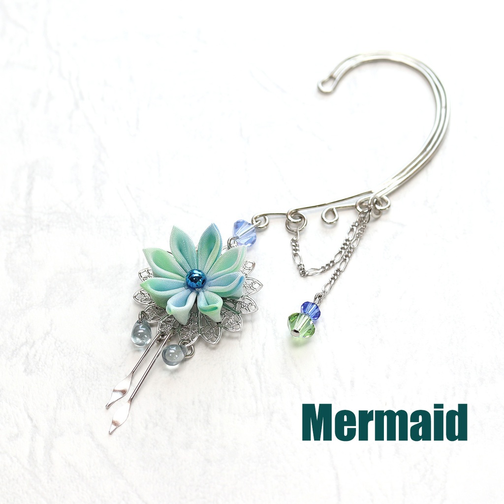 つまみ細工イヤーフック<マーブルシリーズ>