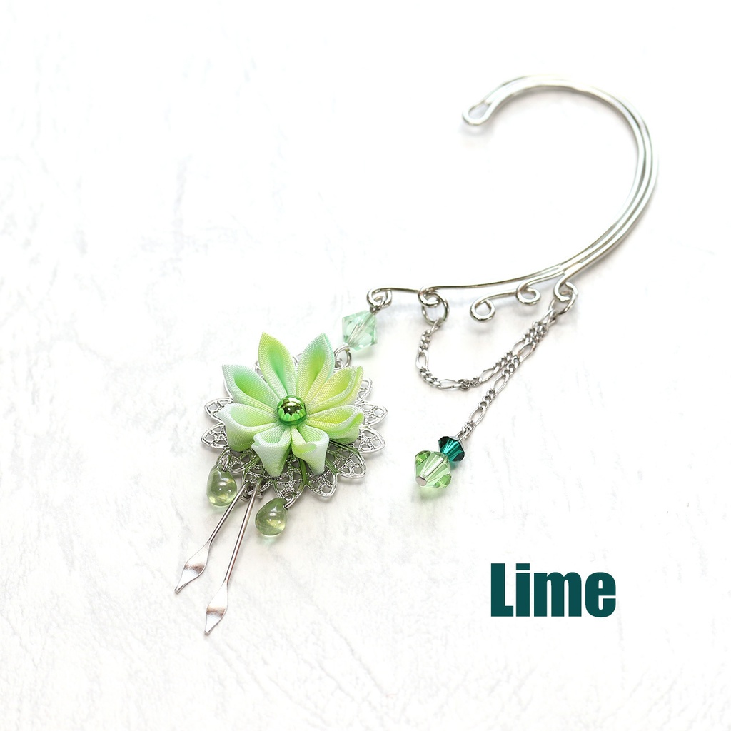 つまみ細工イヤーフック<マーブルシリーズ>