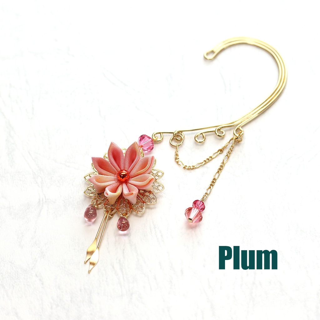 つまみ細工イヤーフック<マーブルシリーズ>