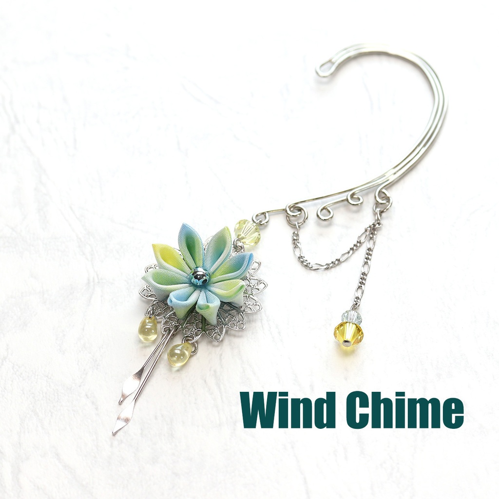 つまみ細工イヤーフック<マーブルシリーズ>