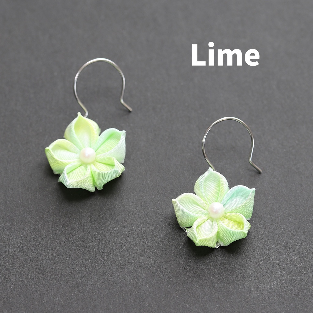 ピアス*つまみ細工桔梗* イヤリングに無料交換