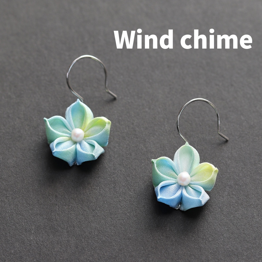 ピアス*つまみ細工桔梗* イヤリングに無料交換