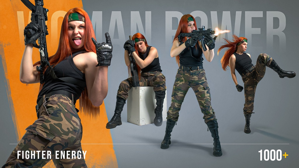 1000枚以上の女性パワー：ファイターのエネルギー/1000+ Woman Power: Fighter Energy