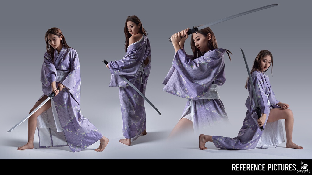 着物&刀 ― キャラクターアーティストのための1000ポーズ/Kimono & Katana – 1000 Poses for Character Artists